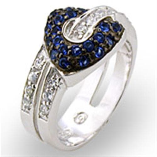 Sterling SilverBlue Sapphire CZ Heart Ring