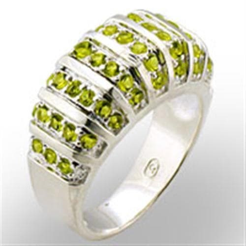 Sterling SilverPeridot CZ Channel Wide Band Ring