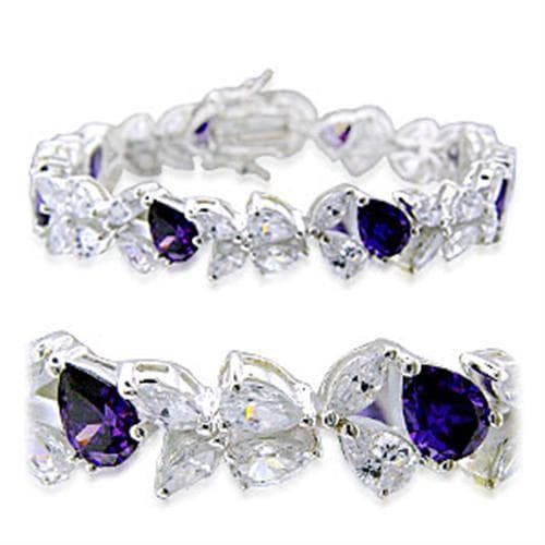 Sterling SilverTanzanite Pear CZ Tennis Bracelet