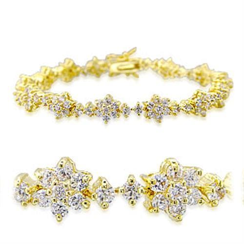 Brass Gold CZ Flower Cluster Bracelet | The Stainless Jewelry