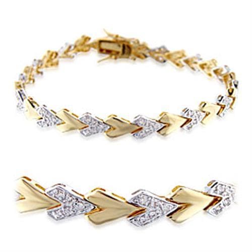 Brass Gold CZ Chevron X-Link Bracelet | The Stainless Jewelry