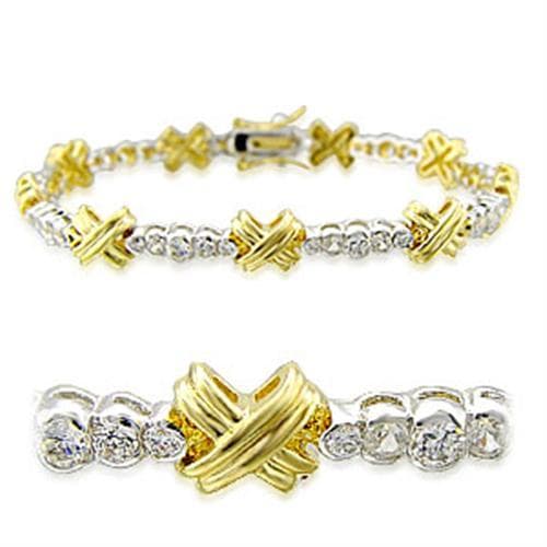 Brass Gold CZ X-Link Cross Bracelet | The Stainless Jewelry