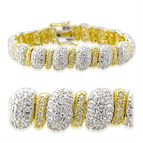 Brass Gold CZ Pavé Barrel Link Bracelet | The Stainless Jewelry