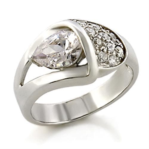 Sterling Silver CZ Pear Twist Bypass Ring | The Stainless Jewelry