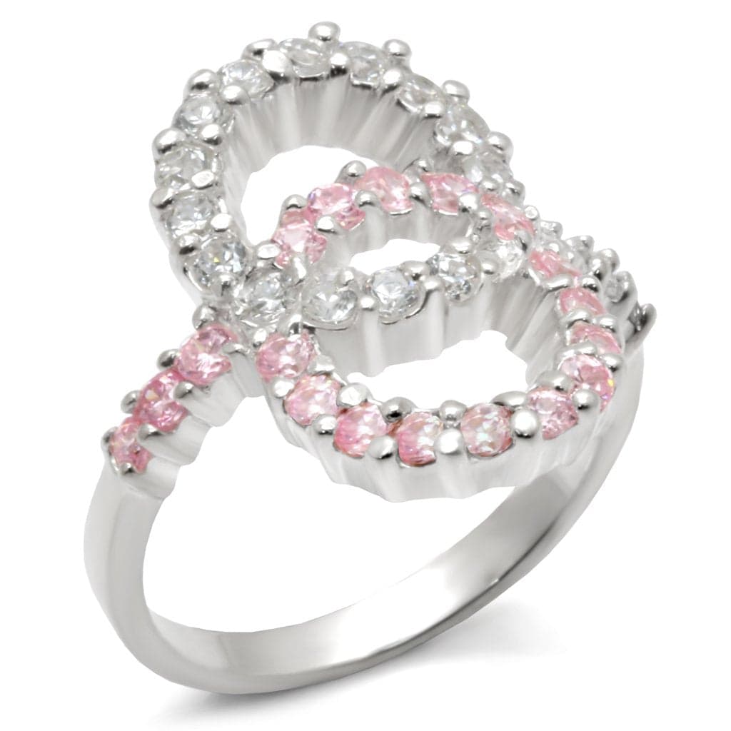 Sterling Silver Pink CZ Triple Loop Ring | The Stainless Jewelry