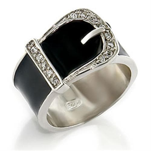 Sterling Silver Black Onyx CZ Buckle Ring | The Stainless Jewelry