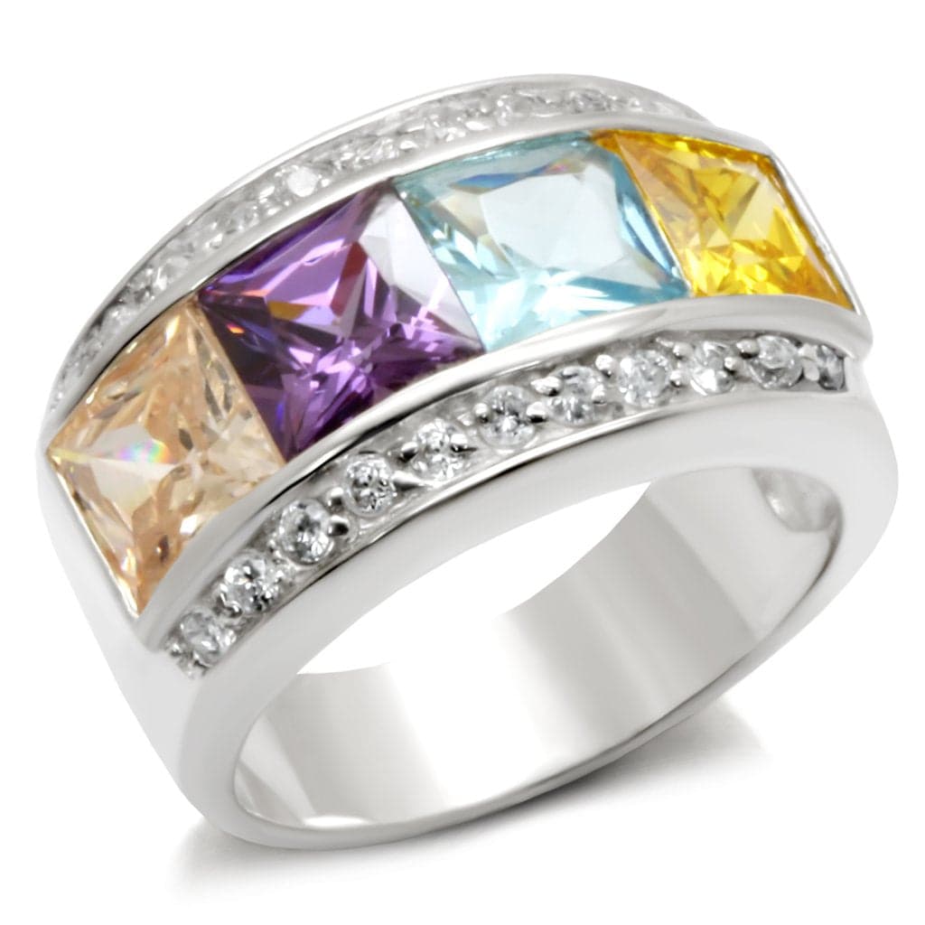 Sterling Silver Yellow Citrine Cluster Ring