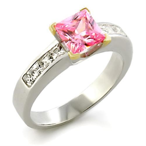 Sterling Silver Pink CZ Princess Channel Ring