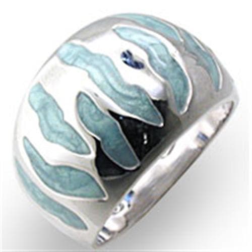 Sterling Silver Blue Enamel Wave Band Ring
