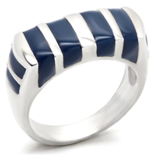 Sterling SilverNavy Blue Enamel Stripe Band Ring
