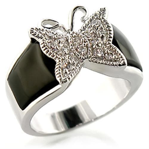 Brass Marcasite Butterfly Black Onyx Ring | The Stainless Jewelry