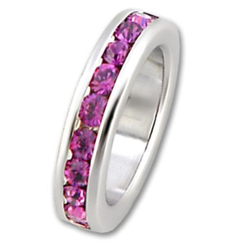 Sterling Silver Pink Fuchsia CZ Eternity Ring