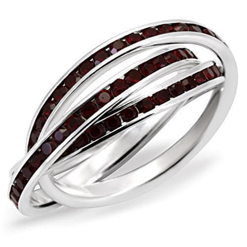 Sterling SilverGarnet Crystal Triple Rolling Ring