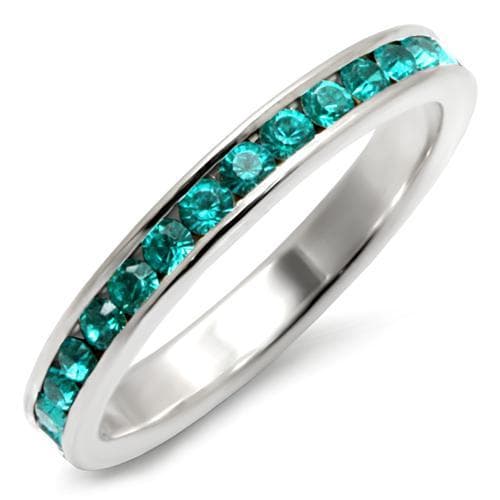 Sterling SilverTeal Crystal Eternity Ring 35148