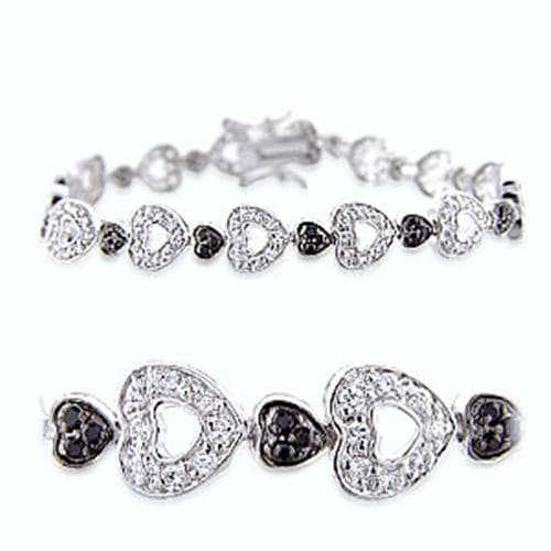 Brass CZ Heart Link Bracelet | The Stainless Jewelry
