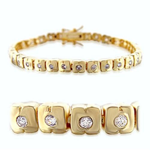 Brass Gold CZ Round Bezel Tennis Bracelet | The Stainless Jewelry
