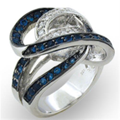 Sterling SilverBlue Sapphire CZ Twisted Interlock Ring
