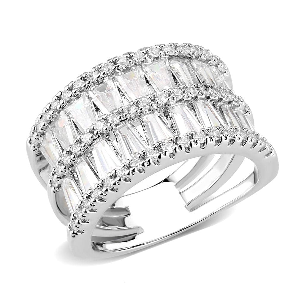 Brass CZ Baguette Multi-Row Wide Ring | The Stainless Jewelry