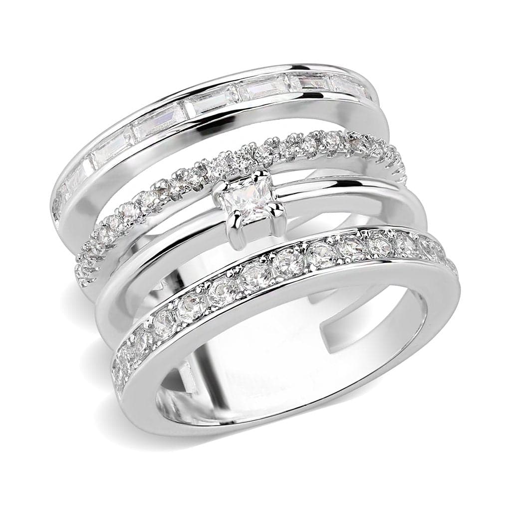 Brass CZ Multi-Row Pavé Crossover Wide Ring