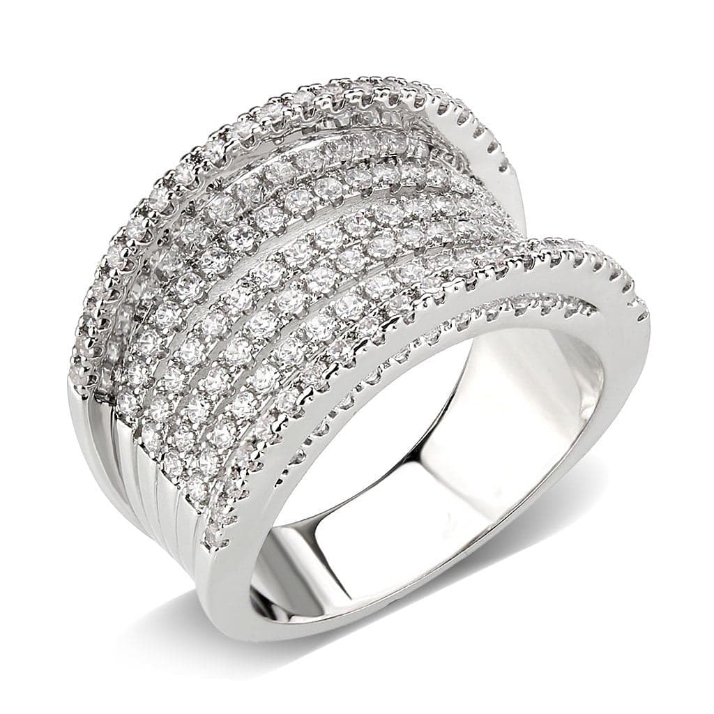 Brass CZ Multi-Row Pavé Dome Wide Ring | The Stainless Jewelry