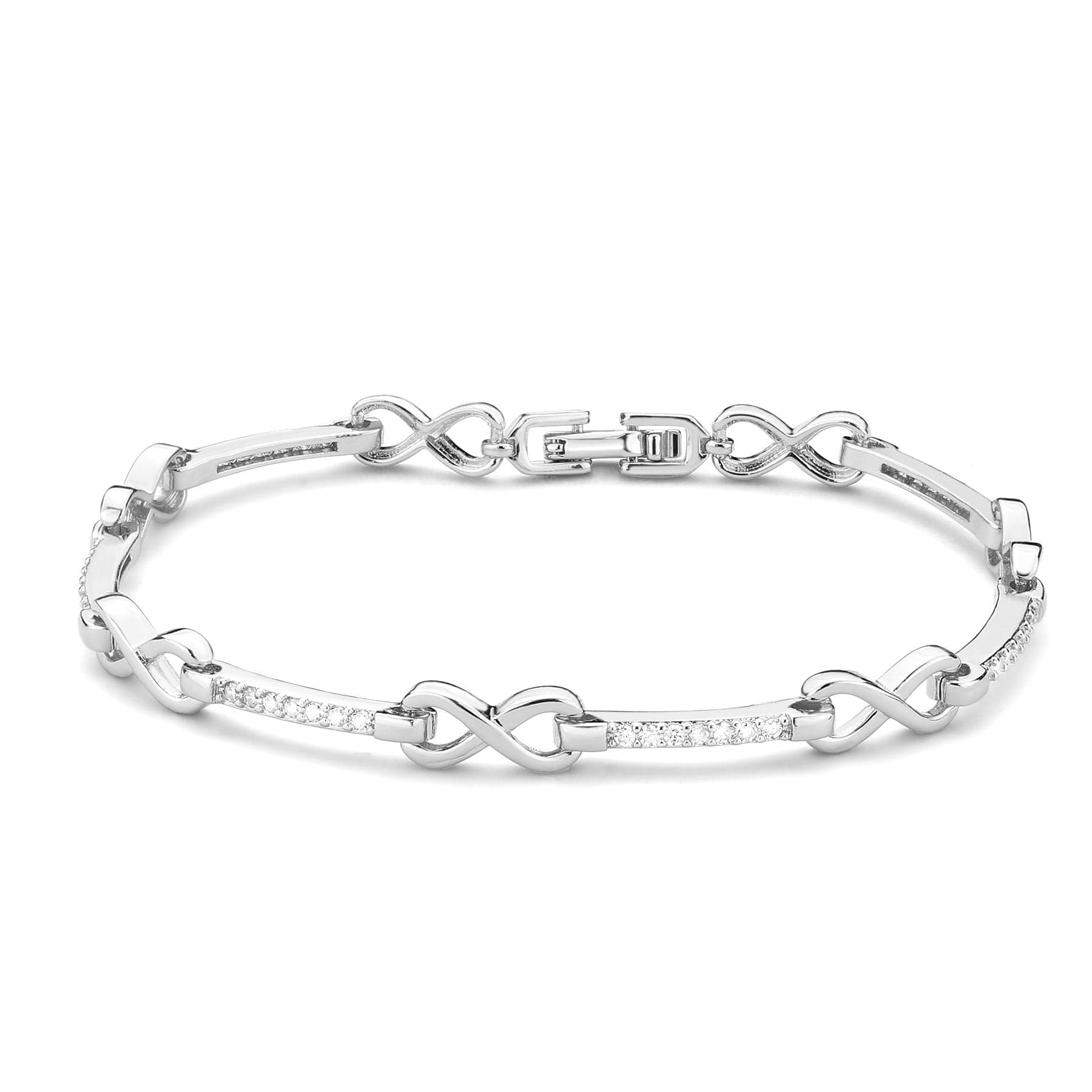 Brass CZ Infinity Bar Link Bracelet | The Stainless Jewelry