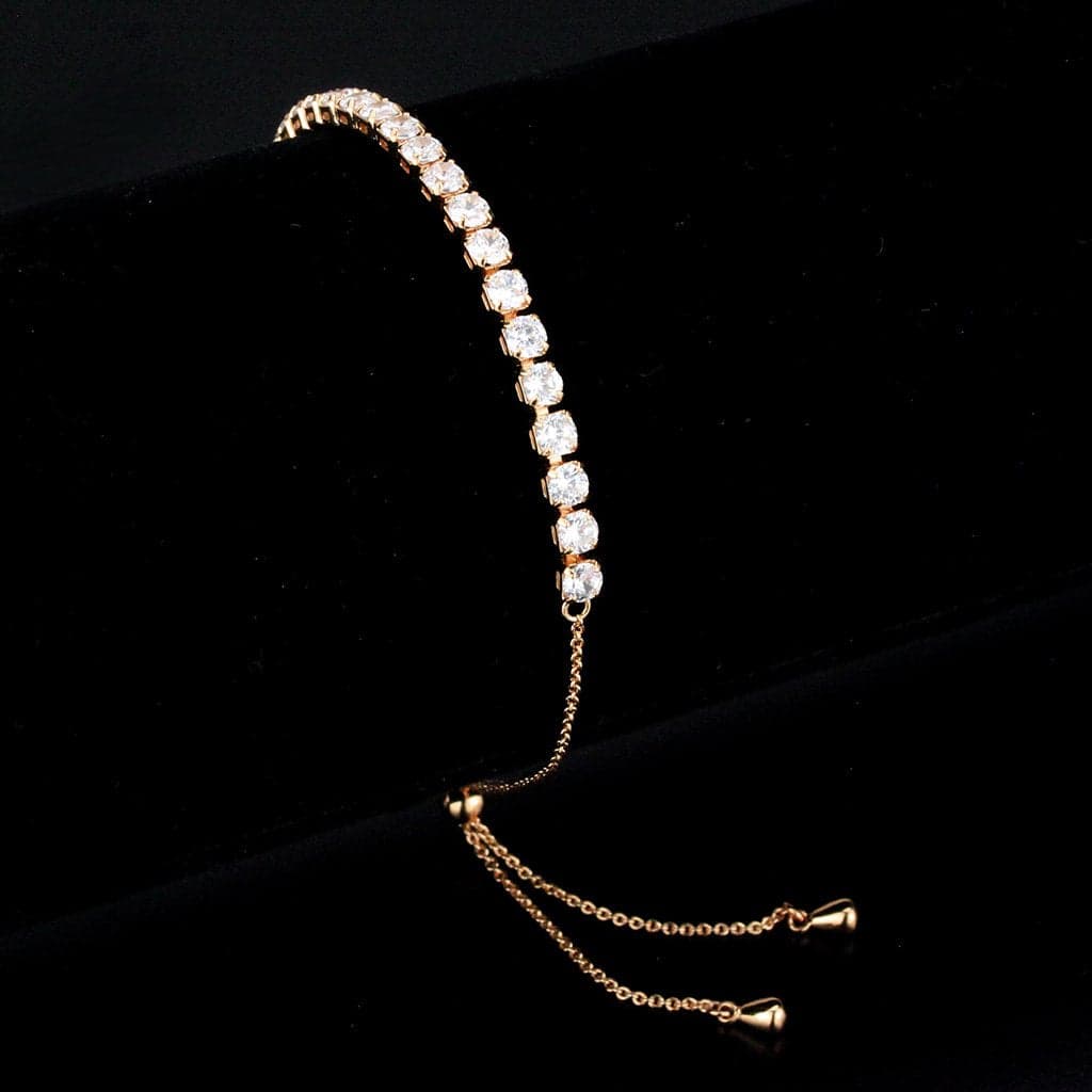 Brass Gold CZ Round Tennis Bolo Ring | The Stainless Jewelry