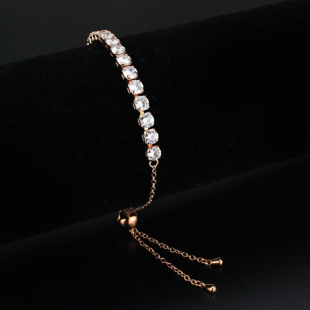 Brass Rose Gold CZ Round Tennis Bolo Ring | The Stainless Jewelry