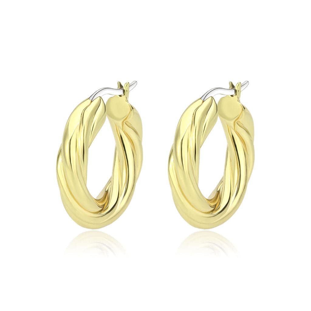 Brass Gold Twisted Thick Hoop Earrings | The Stainless Jewelry