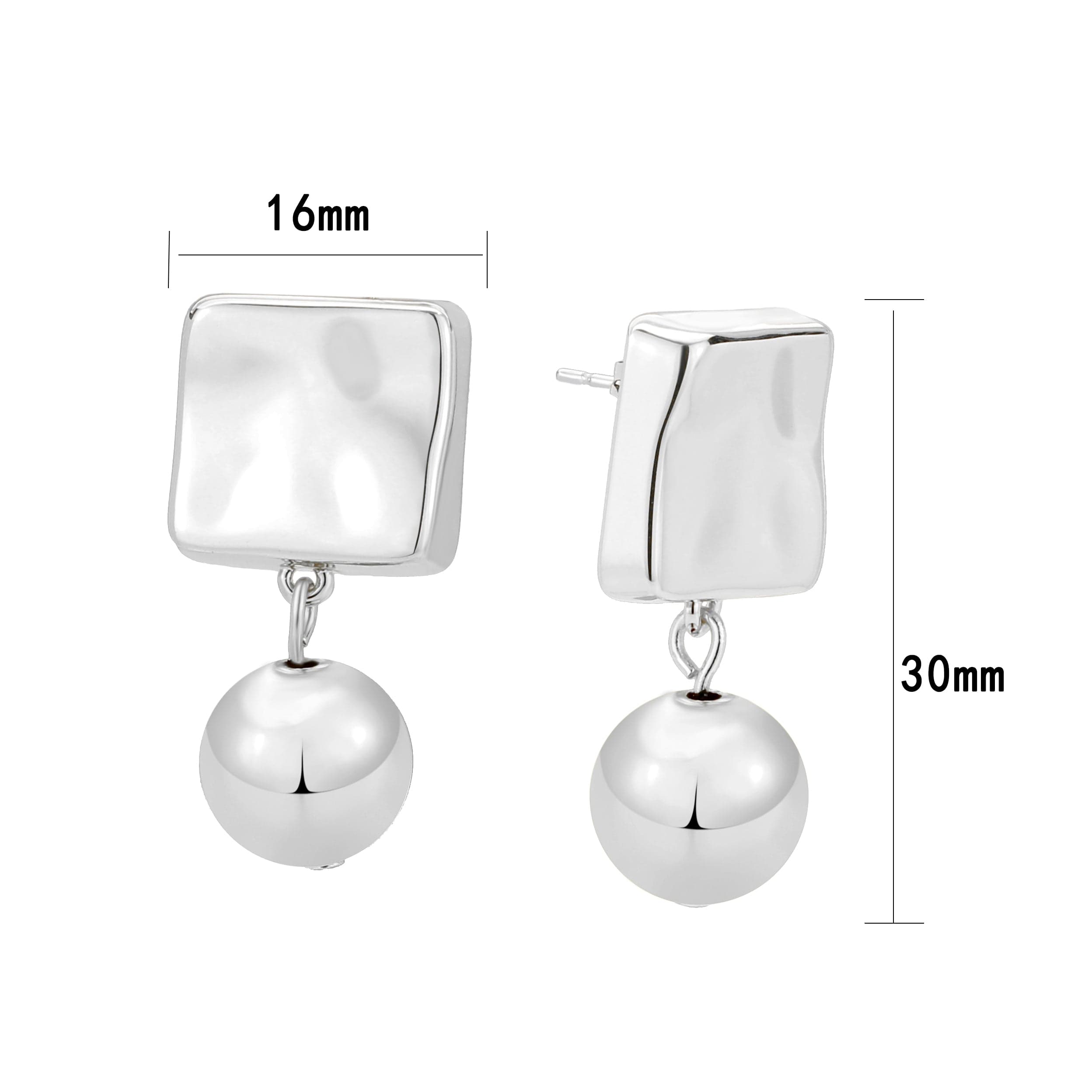 Brass Square Cushion Ball Dangle Drop Ring