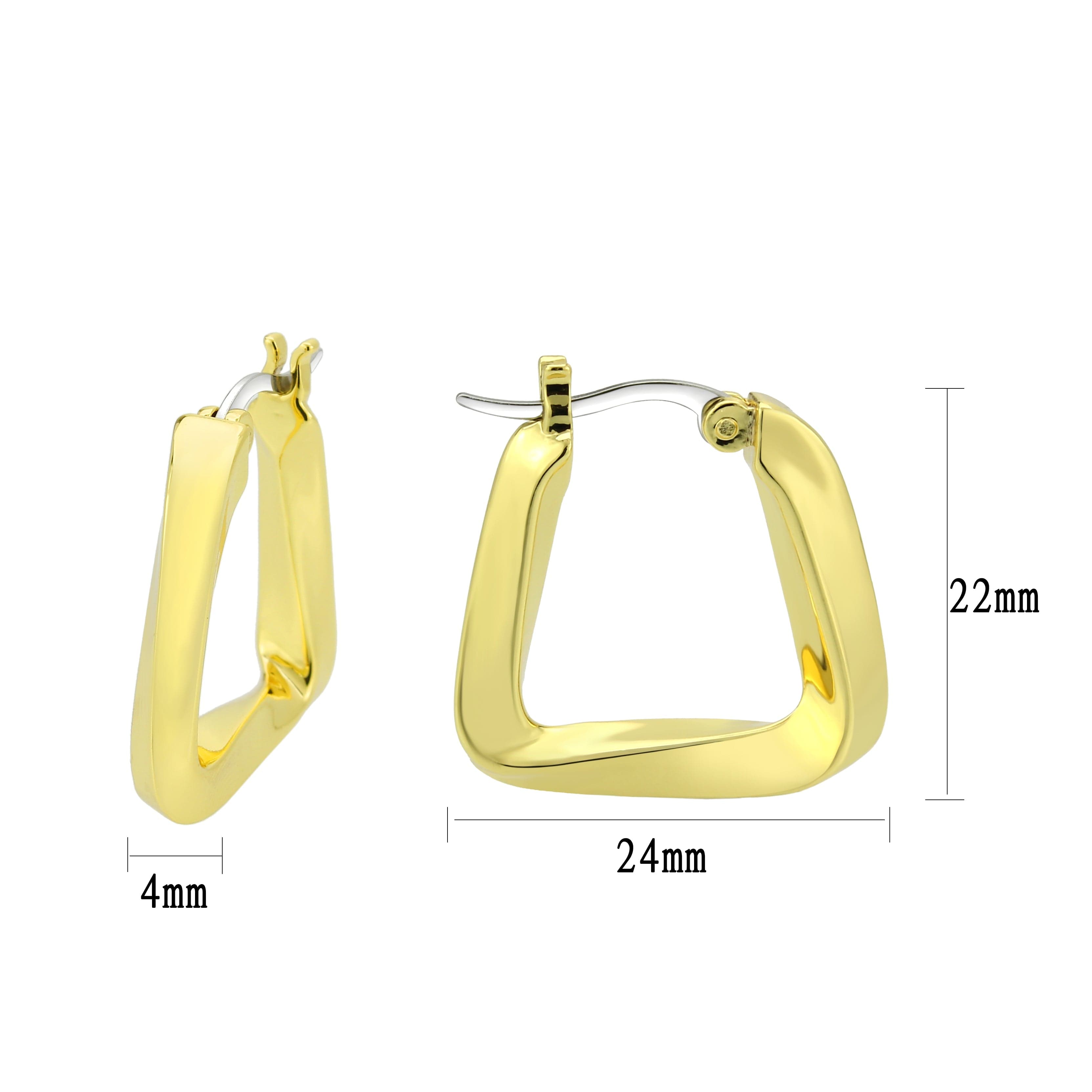 Brass Gold Square Geometric Hoop Earrings | The Stainless Jewelry