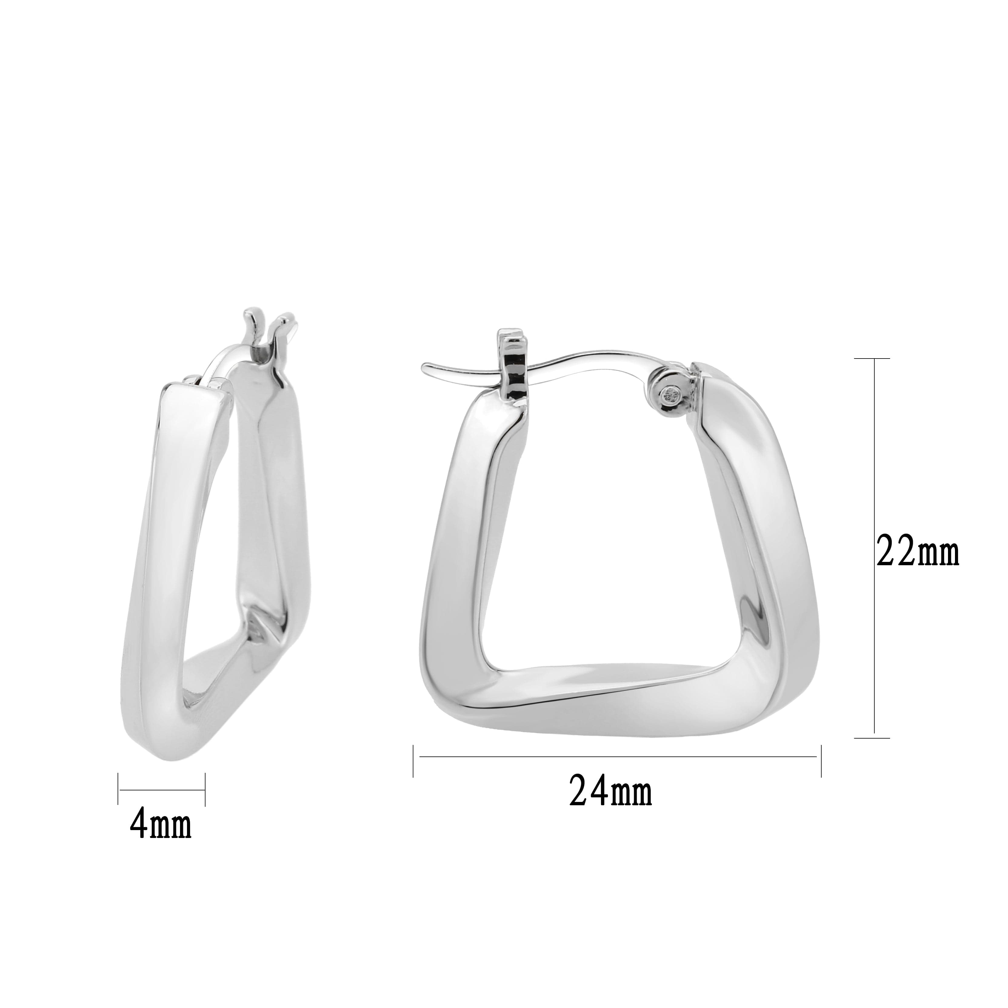 Brass Silver Square Geometric Hoop Earrings
