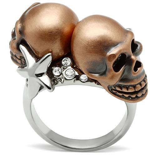 Brass Rose Gold Double Skull Star Ring | The Stainless Jewelry