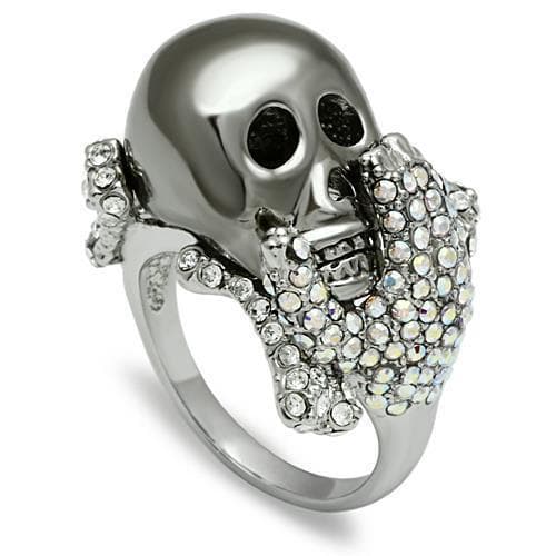 Brass Silver CZ Pavé Skull Hand Ring | The Stainless Jewelry