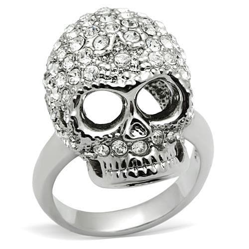 Brass Silver CZ Pavé Dome Skull Ring | The Stainless Jewelry