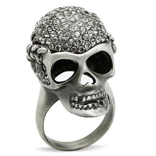Brass Silver CZ Skull Crown Ring | The Stainless Jewelry