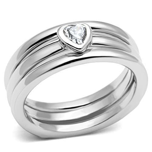 Brass CZ Heart Bezel Band Ring | The Stainless Jewelry