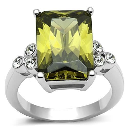 Brass Olive Peridot Emerald Cut CZ Ring | The Stainless Jewelry