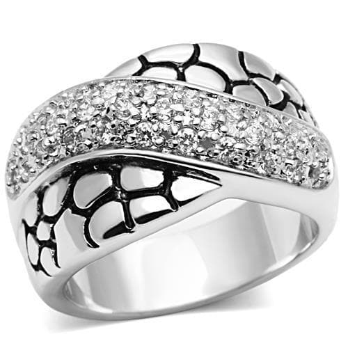 Brass CZ Pavé Black Scale Dome Ring | The Stainless Jewelry