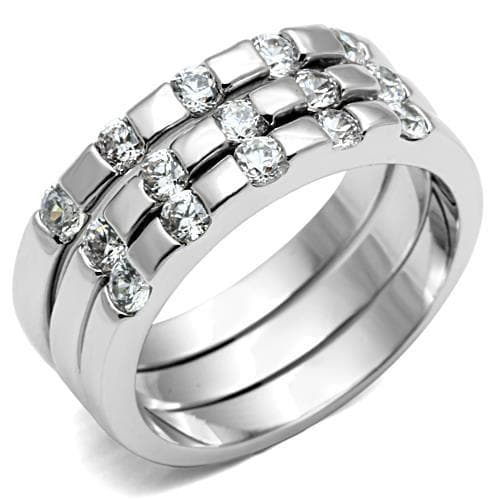 Brass CZ Channel Triple Band Ring | The Stainless Jewelry