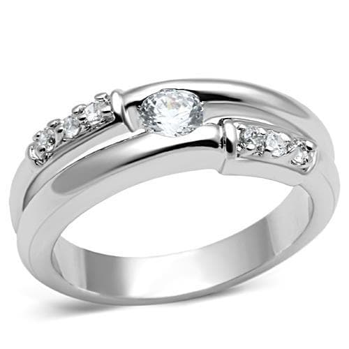 Brass CZ Round Solitaire Channel Band Ring