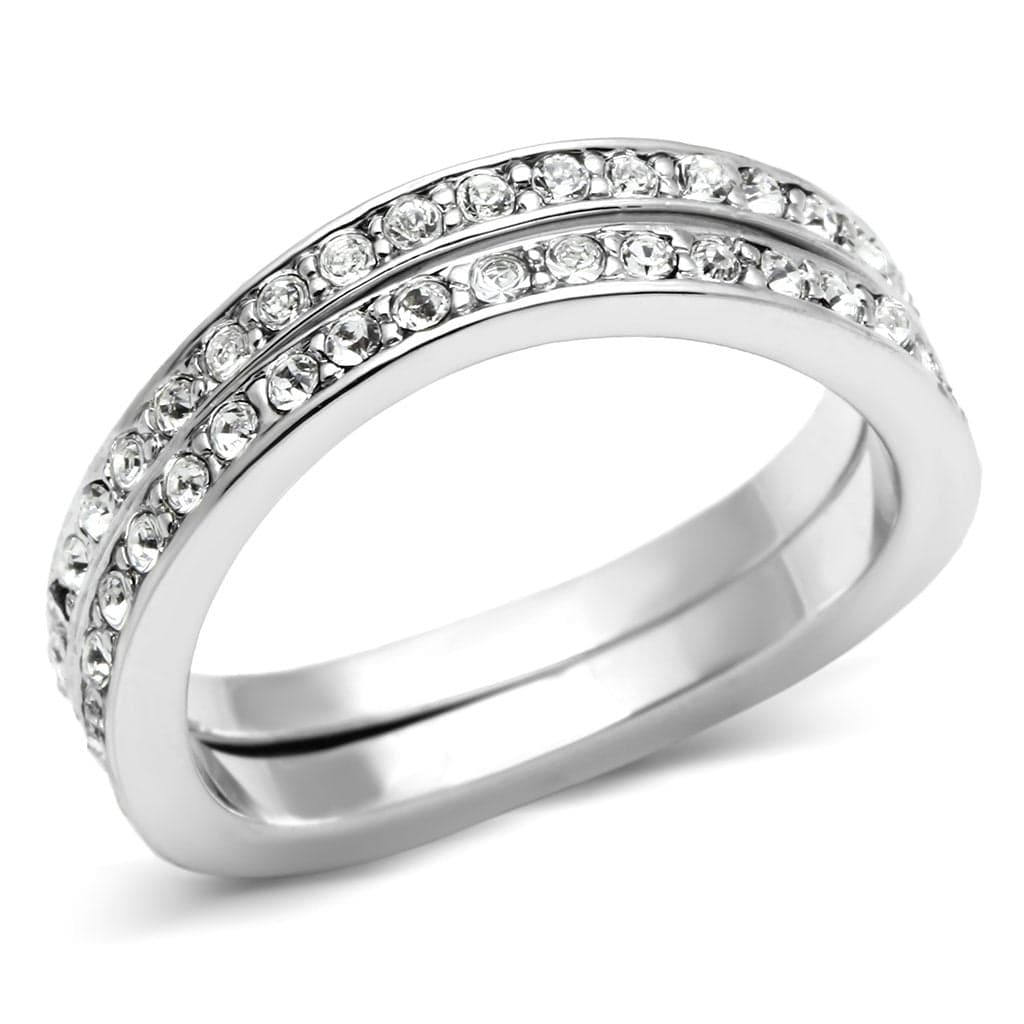 Brass CZ Pavé Double Row Eternity Ring | The Stainless Jewelry