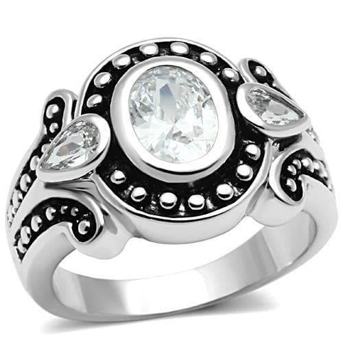 Brass CZ Oval Bezel Pear Bead Ring | The Stainless Jewelry