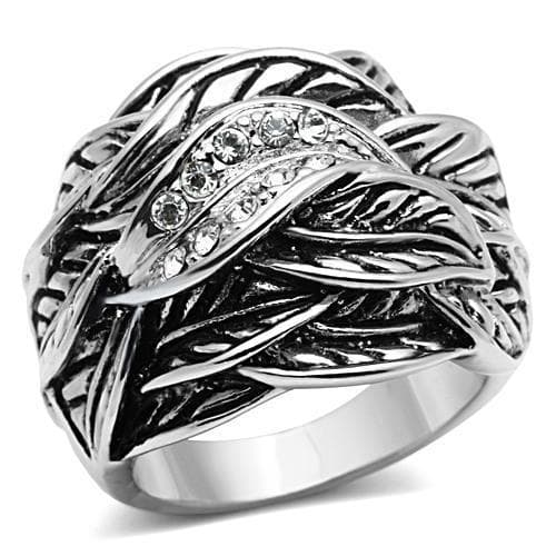 Brass CZ Leaf Feather Ring | The Stainless Jewelry