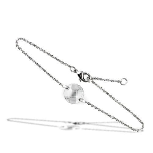 Brass Silver Crystal Bead Chain Bracelet | The Stainless Jewelry