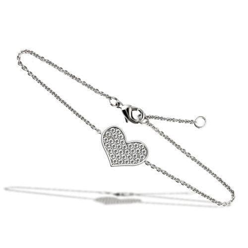 Brass CZ Pavé Heart Chain Bracelet | The Stainless Jewelry