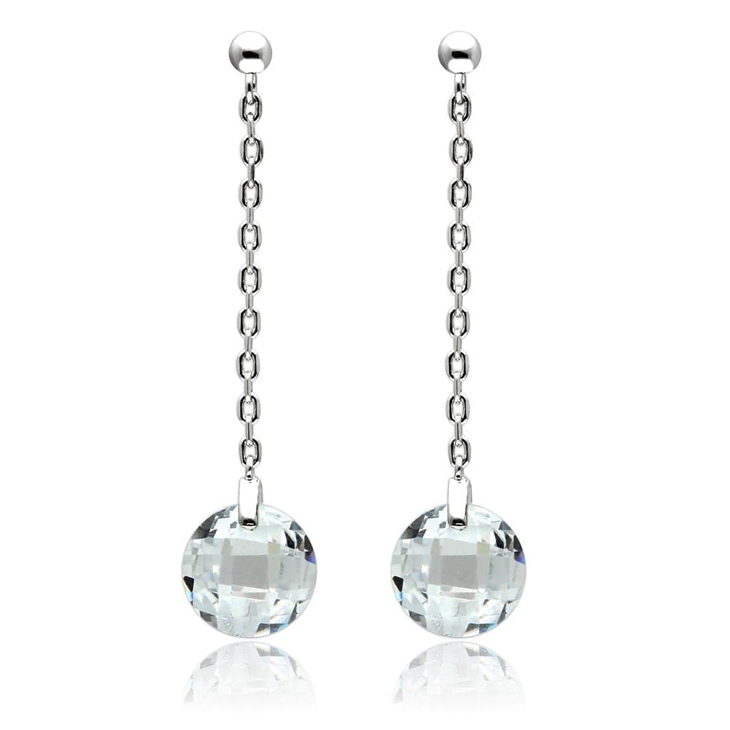 Brass Crystal Ball Drop Chain Earrings | The Stainless Jewelry