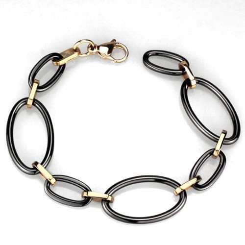 Stainless Steel Black Gold Oval Link Bracelet