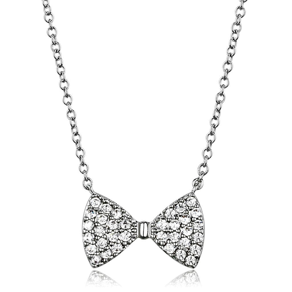 Brass CZ Pavé Bow Pendant | The Stainless Jewelry