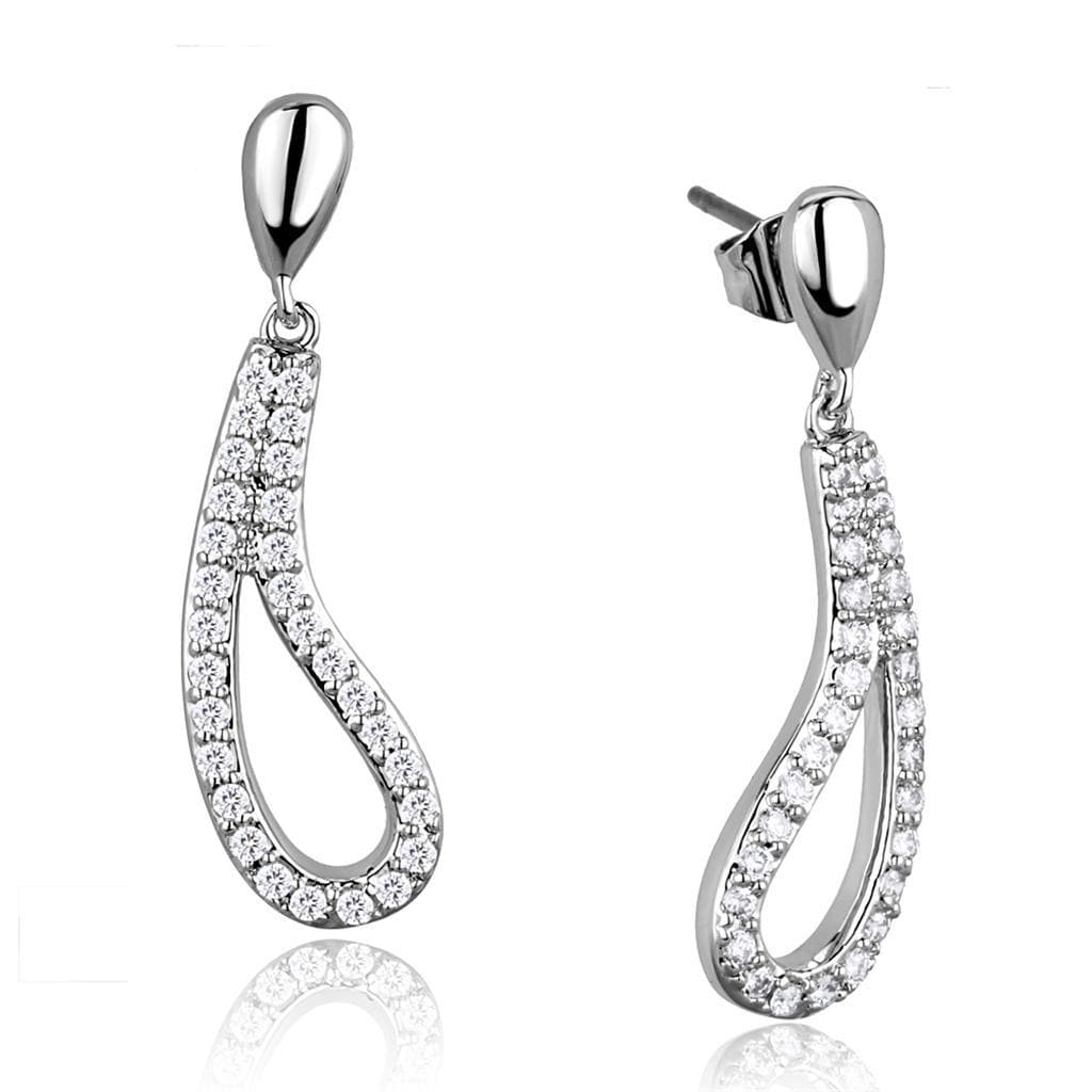 Brass CZ Pavé Infinity Twist Drop Earrings