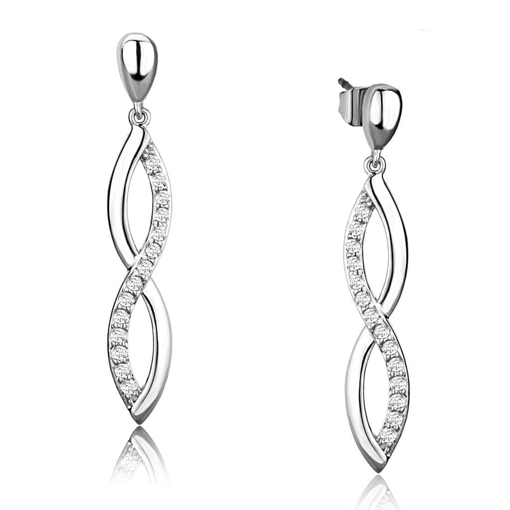 Brass CZ Twisted Infinity Dangle Earrings | The Stainless Jewelry